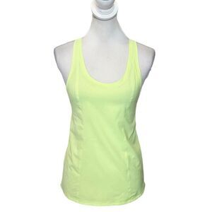 Lululemon Athletica Lightened Up Singlet Clear Mint Neon Tank Top Womens Size 2